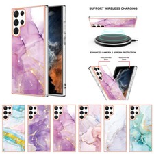 For Samsung Galaxy S24 S23 S22 S21 S20 Luxury Electroplate Marble Phone Case