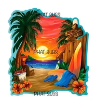 Sublimation Print Surfs Up Sunset Ready to Press Heat Transfer