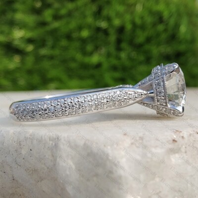 Bague De Fiançailles/mariage Moissanite 2.45 Carats - Or Blanc 14k - Taille US 6.5 - Marque Saumya - Neuf Sans Emballage