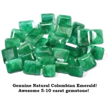 Loose Natural Emerald Large 5ct+ Colombian Green Cut & Faceted Stones Free Ship!
