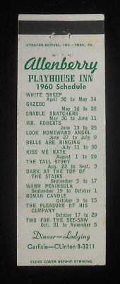 1960 Schedule Allenberry Playhouse Inn Dinner Lodging Boiling Springs PA MB 