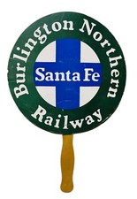 ADVERTISING HAND FAN SANTA FE BURLINGTON NORTHERN VTG TRAIN RR RAILROADIANA