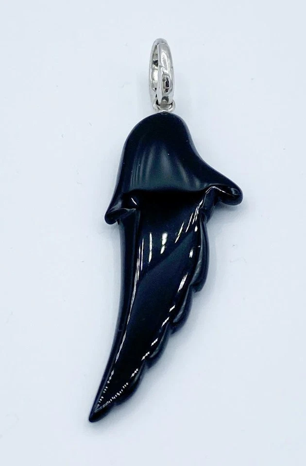 Dije/colgante de ala de paloma de ónix negro tallado de plata de ley Ippolita firmado Foto 4 de 4