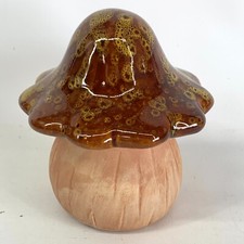 MCM Art Pottery Mushroom Drip Glaze on Cap Top Handmade 4" tall Retro Vintage