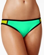Hula Honey Women's Colorblocked Hipster Bikini Bottoms Swimsuit Green S  5986