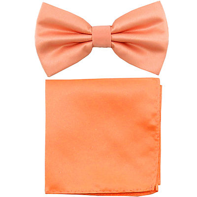 New Men's Butterfly Style Pre-tied Bowtie & Pocket Square Hanky 100II Peach