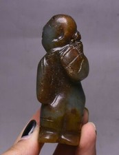 8cm China Hongshan Culture Old Jade Carving Dynasty Palace People Amulet Pendant