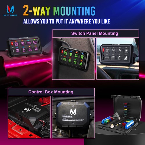 RGB 8 Gang Switch Panel 5-Level Brightness Circuit Control Relay System Box SUV - Picture 7 of 24