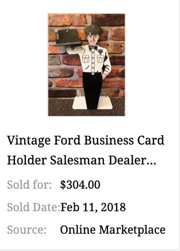 VINTAGE PACKARD CAR DEALER SALESMAN METAL GASOLINE OIL BUSINESS CARD HOLDER SIGN