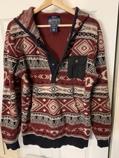 American Rag Hoodie Mens M Red Aztec Southwestern Print Pullover Sweater Western