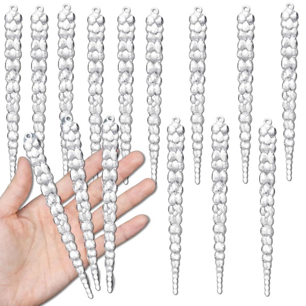 Edibazzar | Eiszapfen-Weihnachtsbaumschmuck, 12 StüCk, Kugeln, 13 Cm AnhäNger-image
