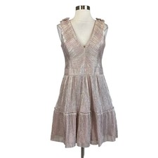 XSCAPE Women's Cocktail Dress Size 8 Pink Metallic Sleeveless Fit and Flare Mini