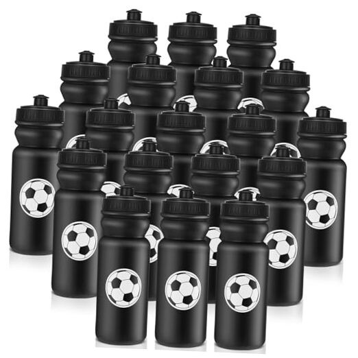 Bulk 20 Oz Sports Bottle With Pull Black Soccer
