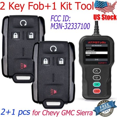 2PCS Remote Key Fob with OBD DIY Tool for 2014~18 Chevy Silverado ~20 GMC Sierra