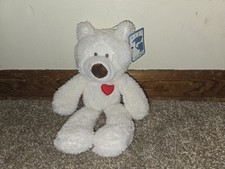 Baby Gund Take A Long 4060251 White Teddy Bear Red Heart Plush Rare NWT