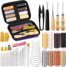 54Pcs Upholstery Repair Sewing Kit, 8Pcs Waxed Thread, Leather Sewing Needles, S