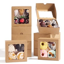 50 Pcs 5x5x2Inches Boxes for Baked Goods Bakery Boxes with Window for Treat, ...