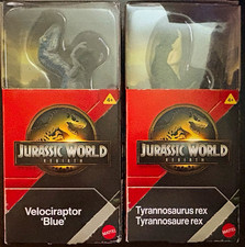 Mattel Jurassic World Rebirth Velociraptor Blue T-Rex Figures.