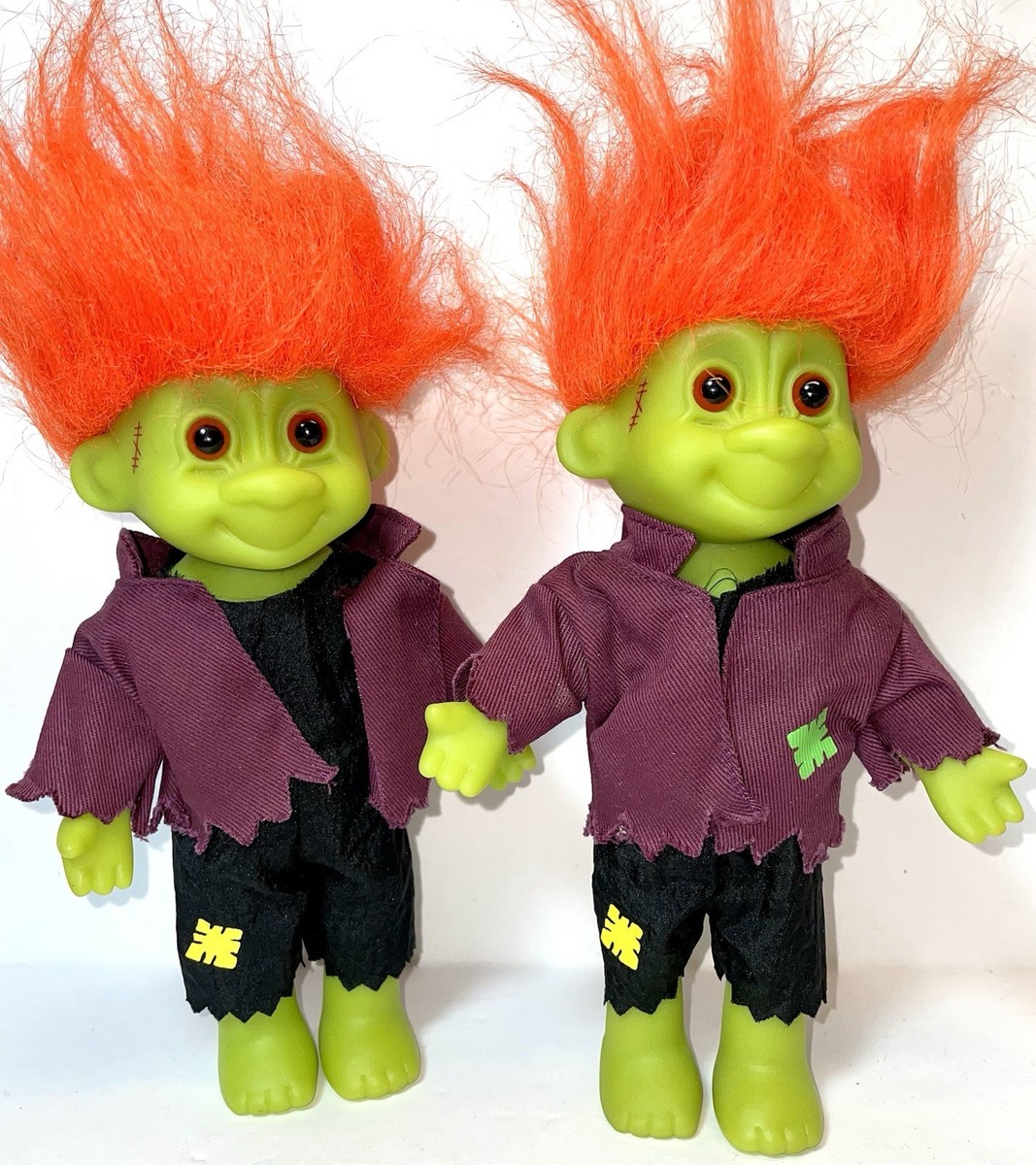 2x RUSS Troll Dolls Frankenstein Halloween Travis 7” Green Skin