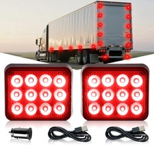 2pcs Led Red Strobe Lights Magnetic Flashing Lights Rechargeable Beacon Safety W