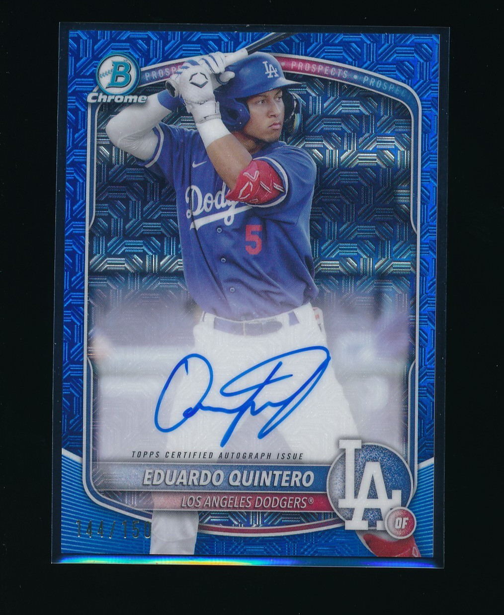 2025 Bowman Chrome Mega Box Eduardo Quintero Blue Mojo Refractor Auto /150