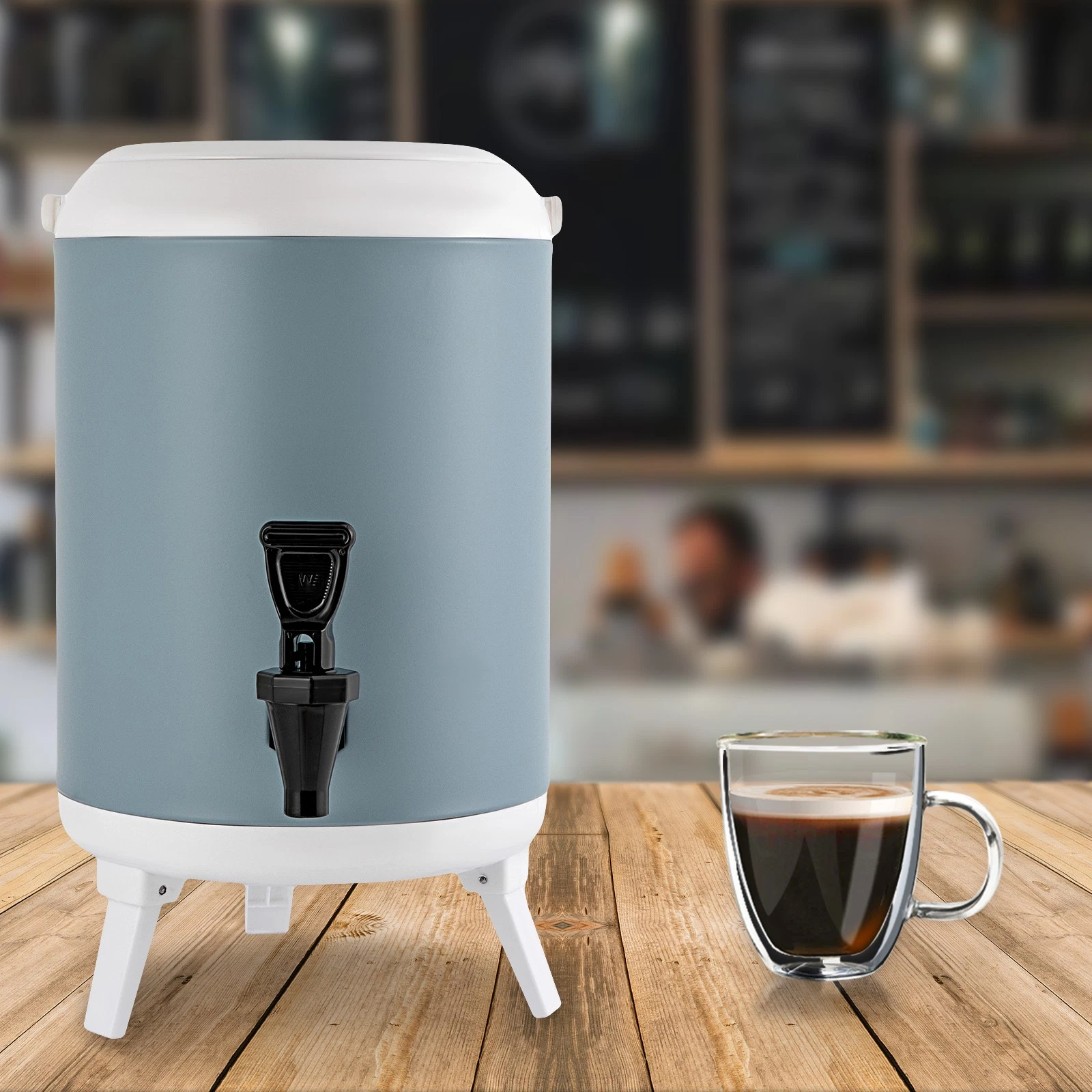 Insulated Beverage Server/Dispenser 1.9 Gallon Hot & Cold Drinks w/Handles Blue