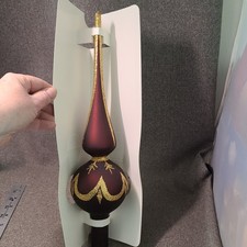 2004 Classic Collection Burgandy Red Glass Christmas Tree Topper/Finial NIB