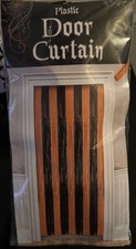 Orange Black Door Fringe Curtain Decoration For Halloween, Football, Party