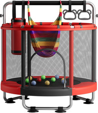 55" Trampoline for Kids with Enclosure, 440Lbs Capacity Indoor  Outdoor Toddler
