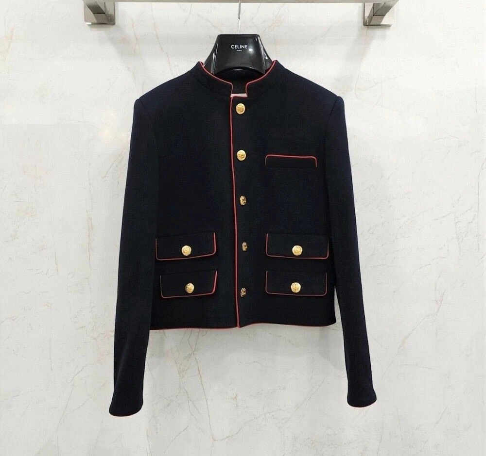Giacca di lana Celine Navy con bottoni 2V19C998K 132977575