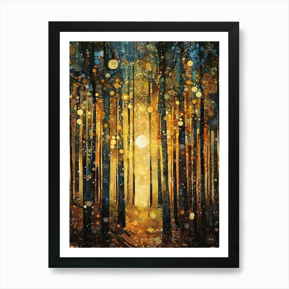 Gustav Klimt Print Sun Forest Trees Framed Wall Art Poster Canvas Print Picture