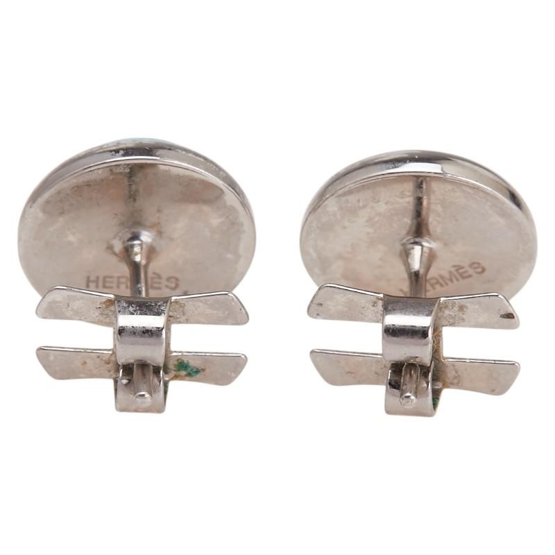 Hermes Eclipse Earrings Silver Light Blue Metal U… - image 3