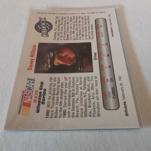Davey Allison 1993 Maxx Premier Plus Chrome Card #28 Nascar - Picture 2 of 2