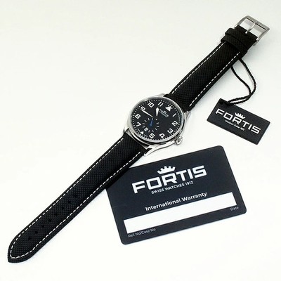 FORTIS Pilot Classic Second 901.20.41LP schwarzes Zifferblatt Leder Herrenuhr...