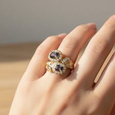 Charming Metallic Gray Spinel 1.55Ct 925 Sterling Silver Two Stone Rings Size 5