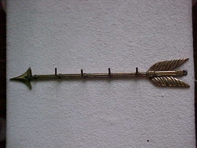 vtg solid brass arrow coat rack five hooks 14 inch long native