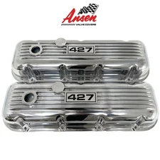 Big Block Chevy 427 Valve Covers, Polished, Classic Finned - Ansen USA