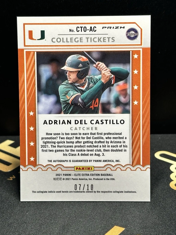 2021 Panini Contenders Adrian Del Castillo GOLD HTF RARE Diamondbacks RC SSP /10 - Image 2 of 2