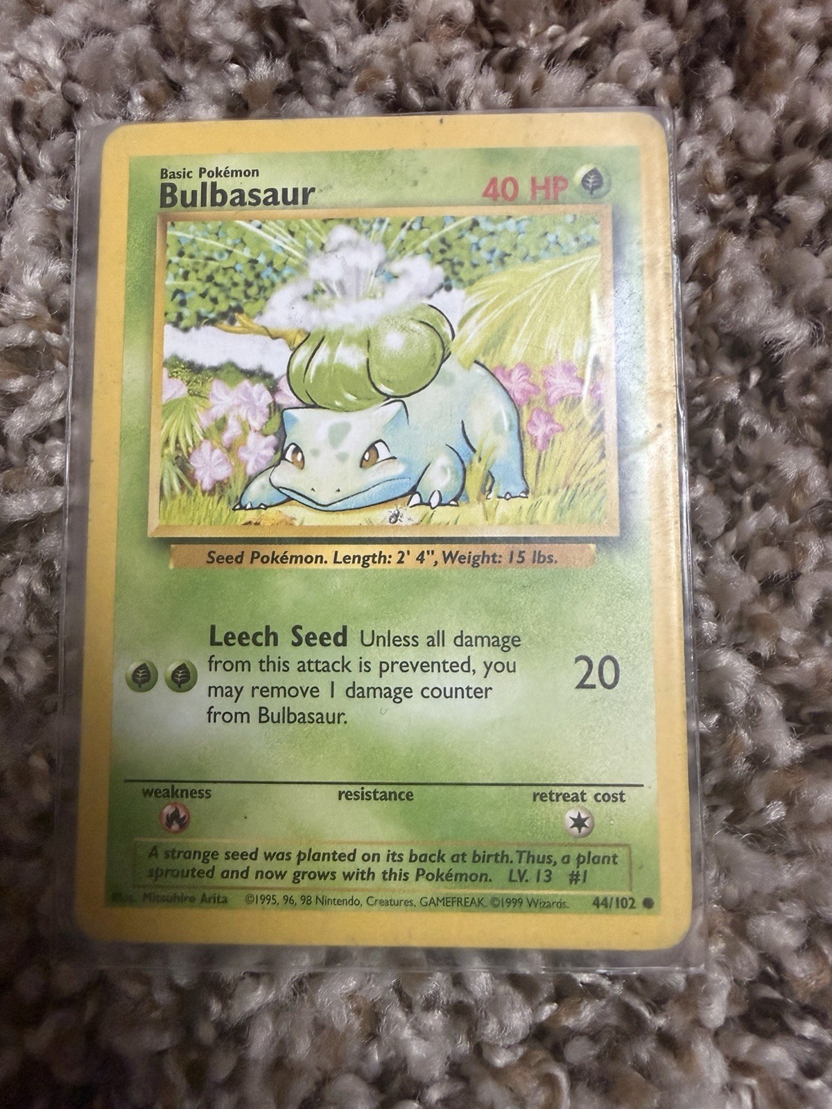 Rare 1995 Pokemon Oversized Bulbasaur 40HP Card 44/102 - Ungraded Mint Condition