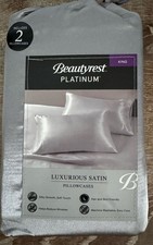  2 Pack Beautyrest King Luxurious Satin Silk Pillowcase Soft Bedding Pillow