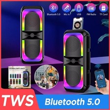 High Bass TWS Wireless Bluetooth Speakers Portable Subwoofer Outdoor Party RGB
