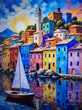 Stamped Cross Stitch Seascape 11ct 50x50cm 29 Colors Toolkit Project Bag DIY