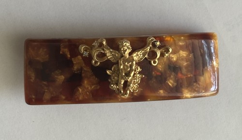 Kirk’s Folly tortoise shell Angel Hair Barrette Gold Cherub VintageClip France