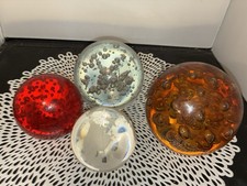 Glass Ball Sphere 3 Controlled Bubble Lot Of 4