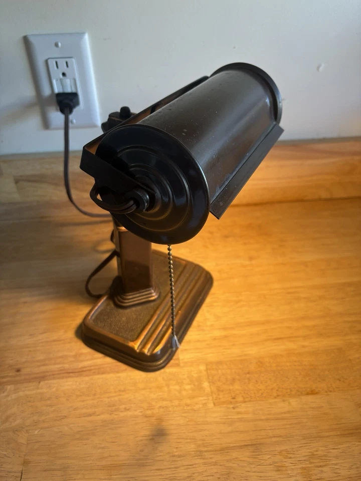 1930s 20s Brass Bankers Desk Lamp Antique Rare Art Deco Original Working - NR - Image 2 of 4