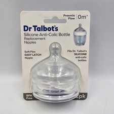 Dr. Talbots Silicone Anti-Colic Bottle Replacement Nipples 2pk Flow 0m