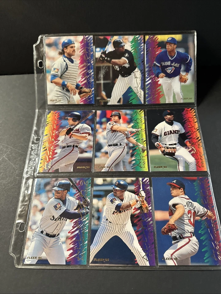 1995 Fleer All-Fleer 9 карт полный комплект GRIFFEY, RIPKEN, облигации, PIAZZA MADDUX - Изображение 2 из 4