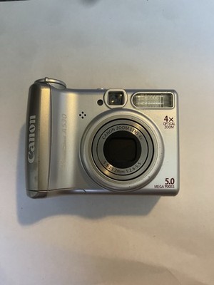 Canon PowerShot A530 Digital Camera Silver 5MP 4x Zoom Tested No Memory Card