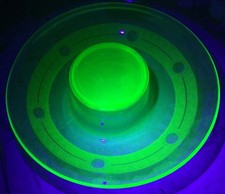 1930's LARGE ETCHED DIP BOWL ART DECO NEAR PRISTINE VASELINE URANIUM 12"x3"