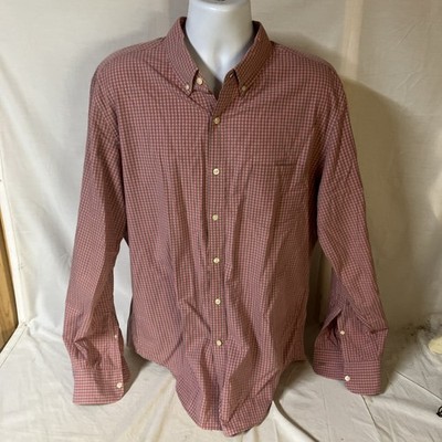 J.Crew Mens Shirt XL Pink Gray Check  100% Cotton Long Sleeve Free Shipping!